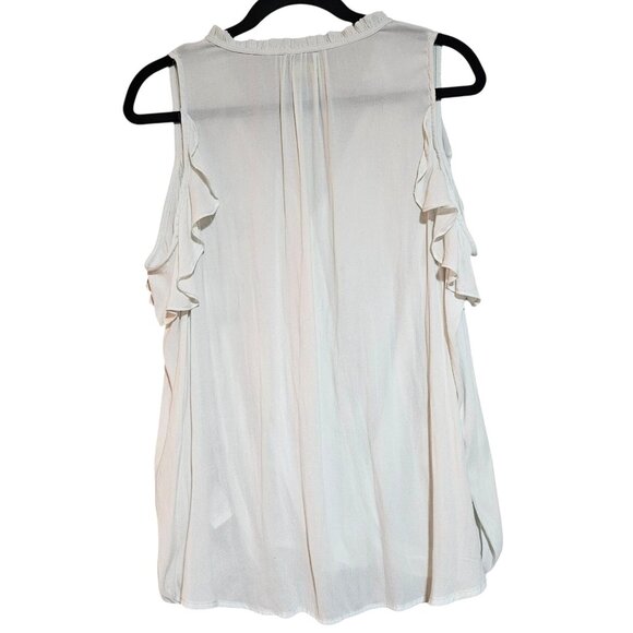 Maeve Anthropologie Liesel Cold Shoulder Blouse V neck ruffle Spring Top - Picture 5 of 13